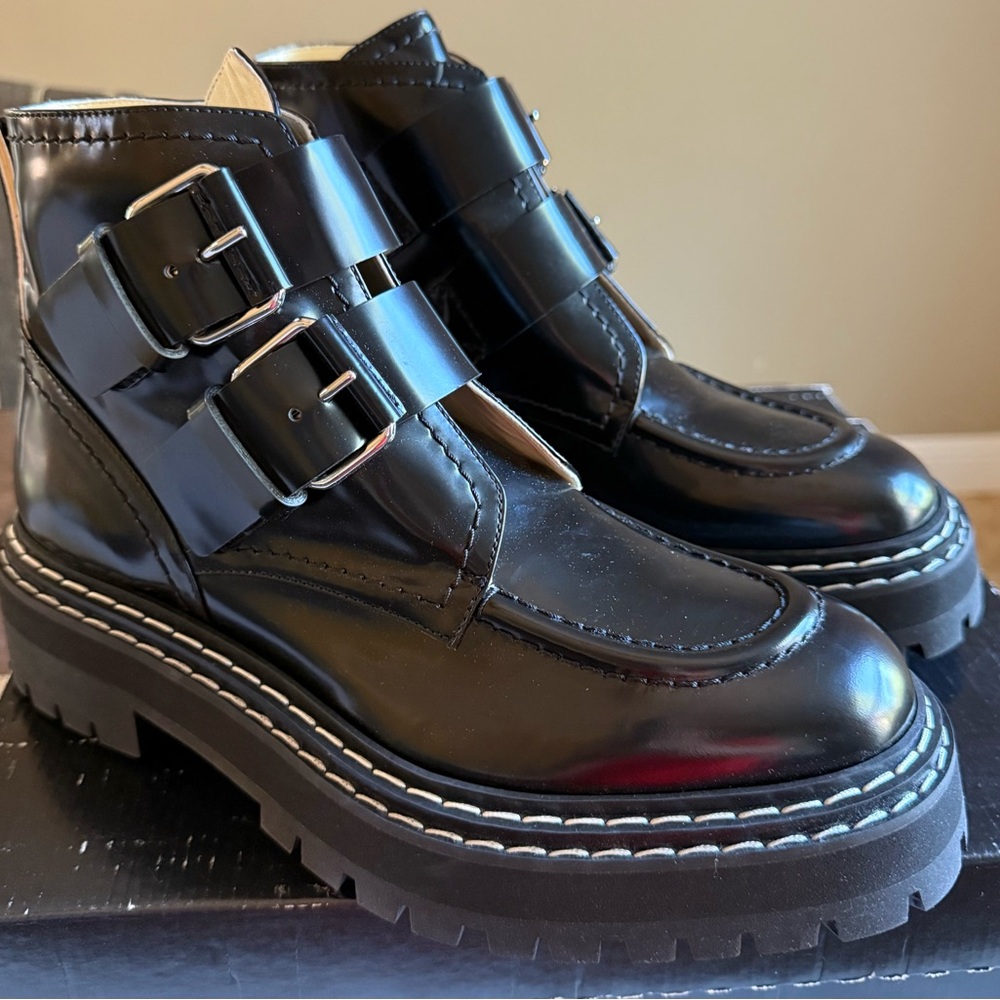 Proenza Schouler Black Double Buckle Boots Brand New